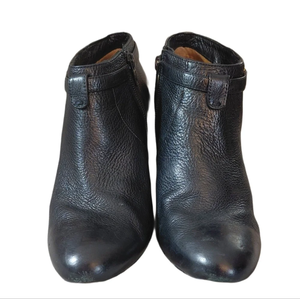 Coach Salene Black Leather Stiletto Ankle Boots Women's Size 6.5 Black Booties